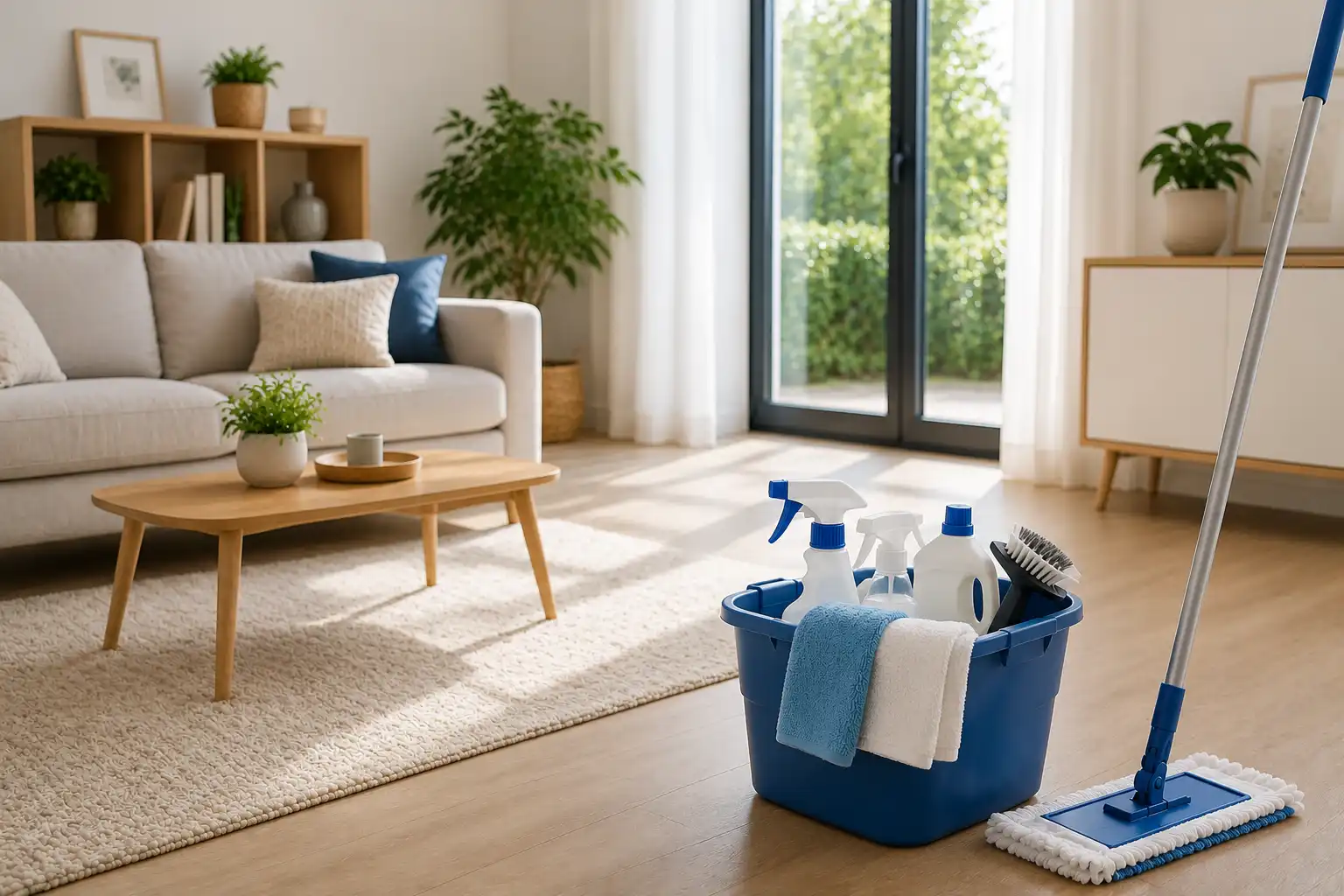 Salon moderne parfaitement entretenu après une prestation de ménage à domicile réalisée par Pureté Provence à Salon-de-Provence.