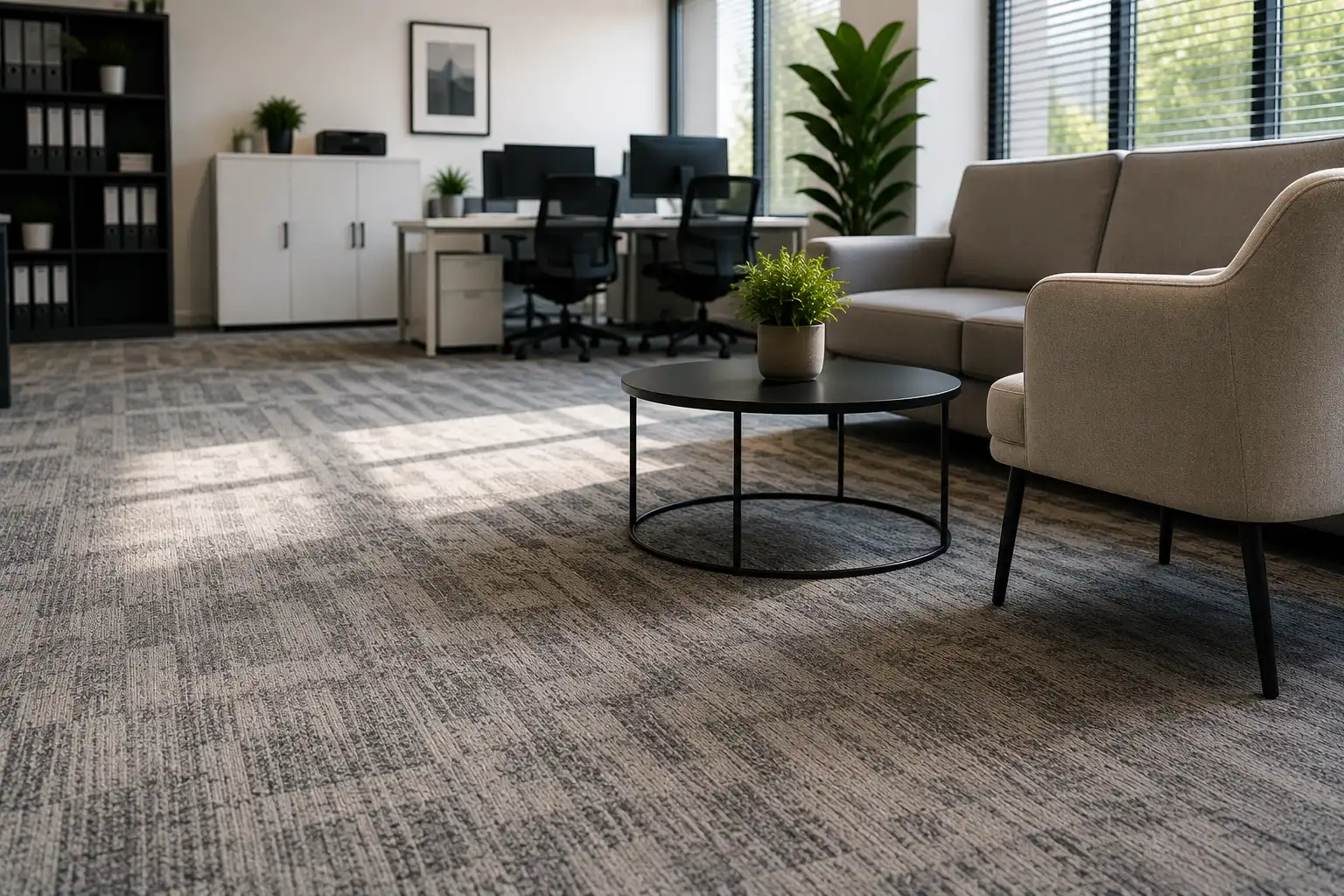 Bureau moderne propre et entretenu après une prestation de nettoyage professionnel réalisée par Pureté Provence à Salon-de-Provence.