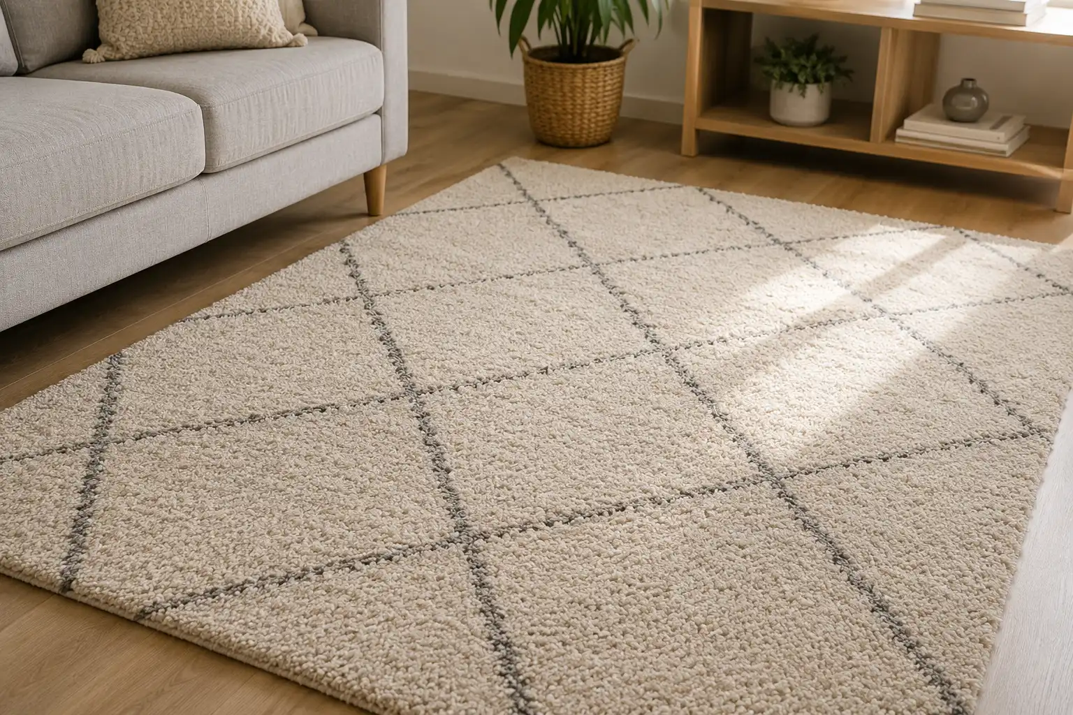 Tapis de salon propre après un nettoyage professionnel réalisé par Pureté Provence.